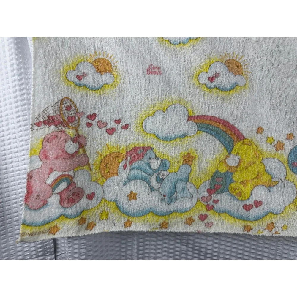1983 Care Bears Baby‎ Blanket Colorful Rainbow & Cloud Soft Throw - Picture 2 of 7